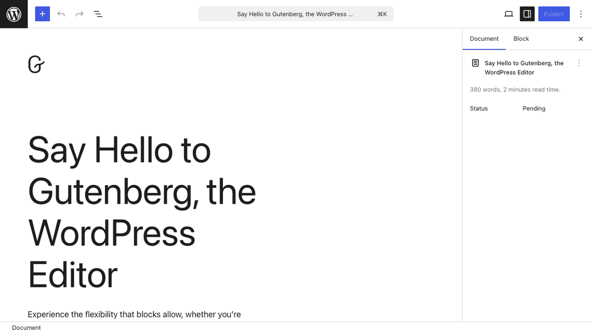 gutenberg screenshot