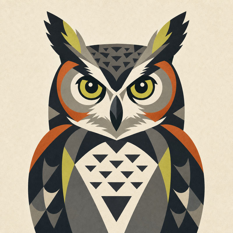 Vector-style owl artwork generated with VectorArtGen